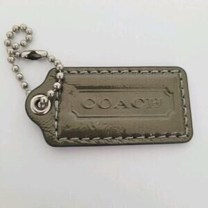 Coach Hang Tag Replacement Gray Green Patent Leather Bag Charm Keychain Large 2"